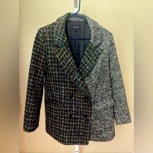 Anthropologie Driftwood Mixed Media Double Breasted Tweed Coat Size Small